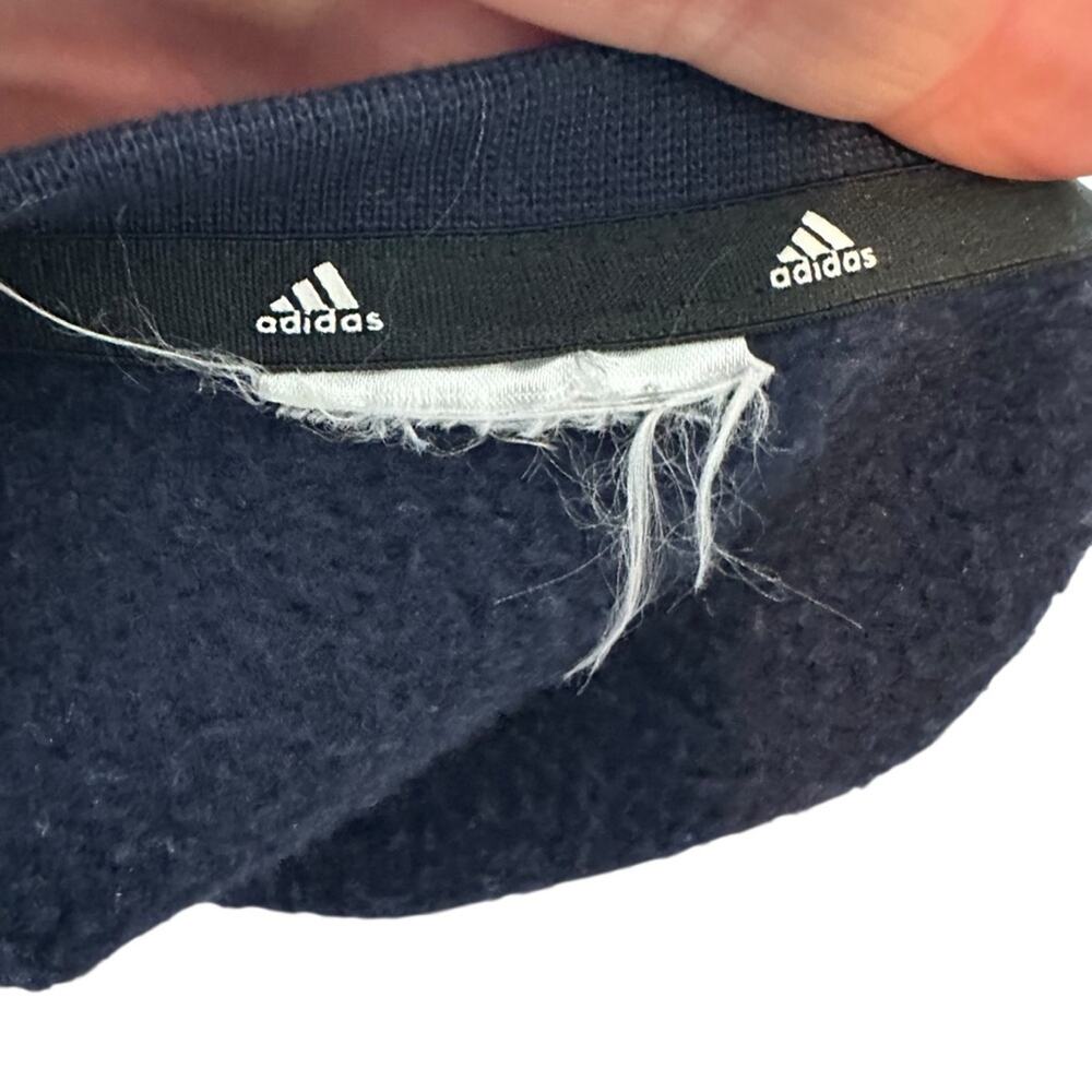 Adidas Men's 3 Stripe Crewneck Pullover Sweatshirt Deep Blue Size Medium - Picture 5 of 7